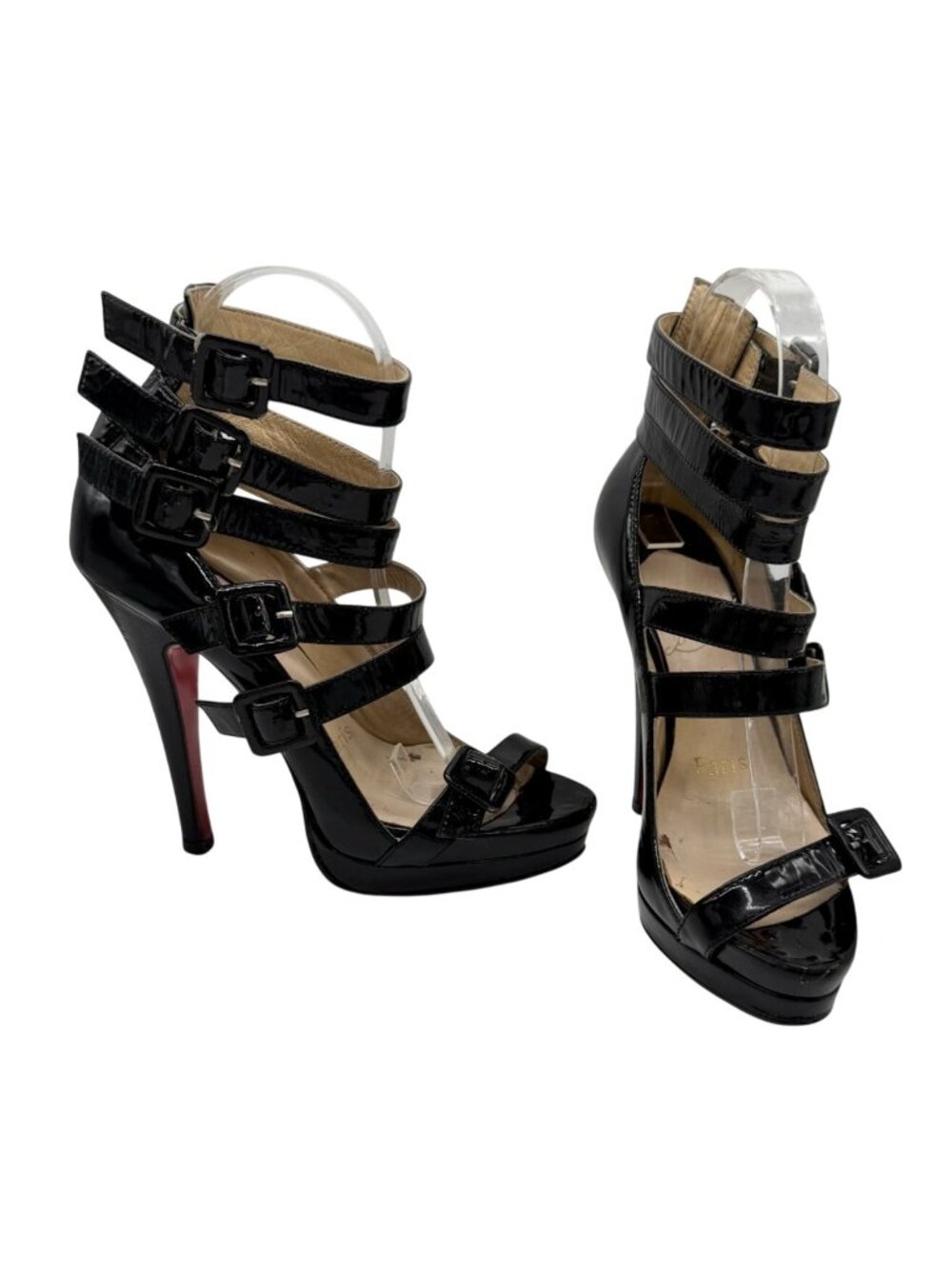 Christian Louboutin Black Patent 140mm Differa Platform Heels - Size 36